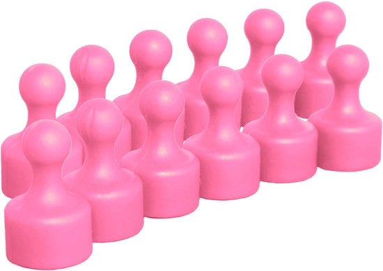 Magnetico Neodymium Superforte | Ø 12 mm | 19,5 mm alto | per frigoriferi, lavagne e tabelloni magnetici | Minore efficacia su lavagne magnetiche in vetro (12 spine rosse)