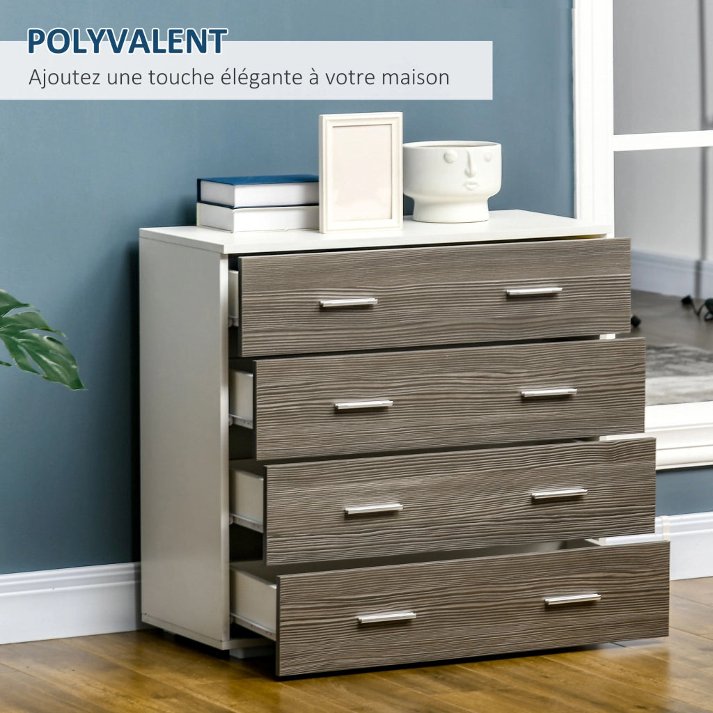 Cassettiera 4 cassetti moderno ¨C zephmum ¨C bianco grigio 76x35x72 cm