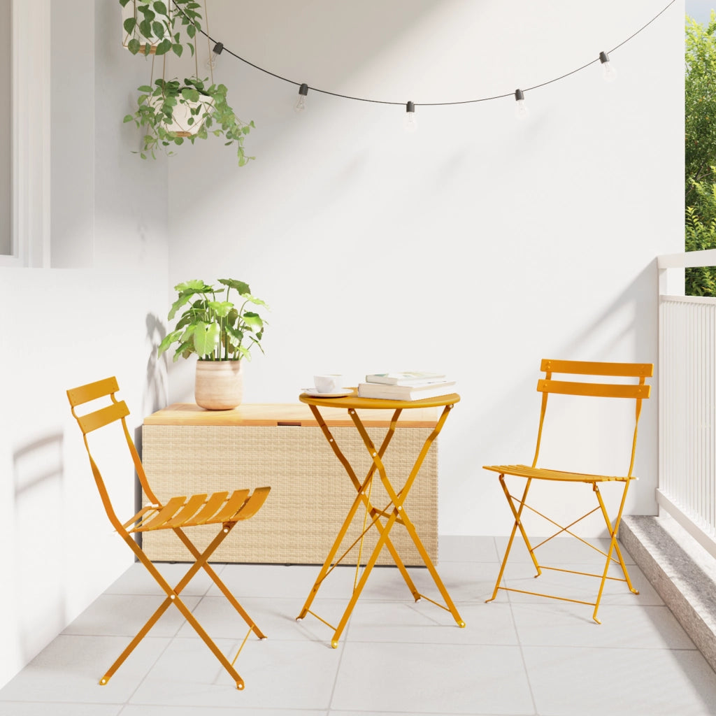 Sedie da Giardino Pieghevoli  2 pz Giallo Senape Acciaio