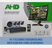 KIT VIDEOSORVEGLIANZA AHD IP CLOUD DVR 4 CANALI 4 TELECAMERE HD INFRAROSSI - ZENCOCCO