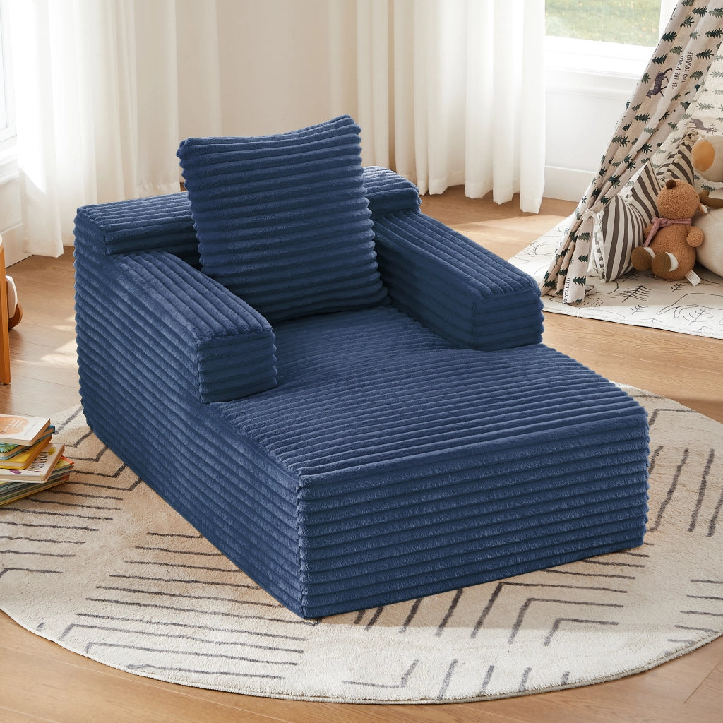 Chaise longue relax utilizzabile come poltrona e divano letto salvaspazio in velluto a coste blu