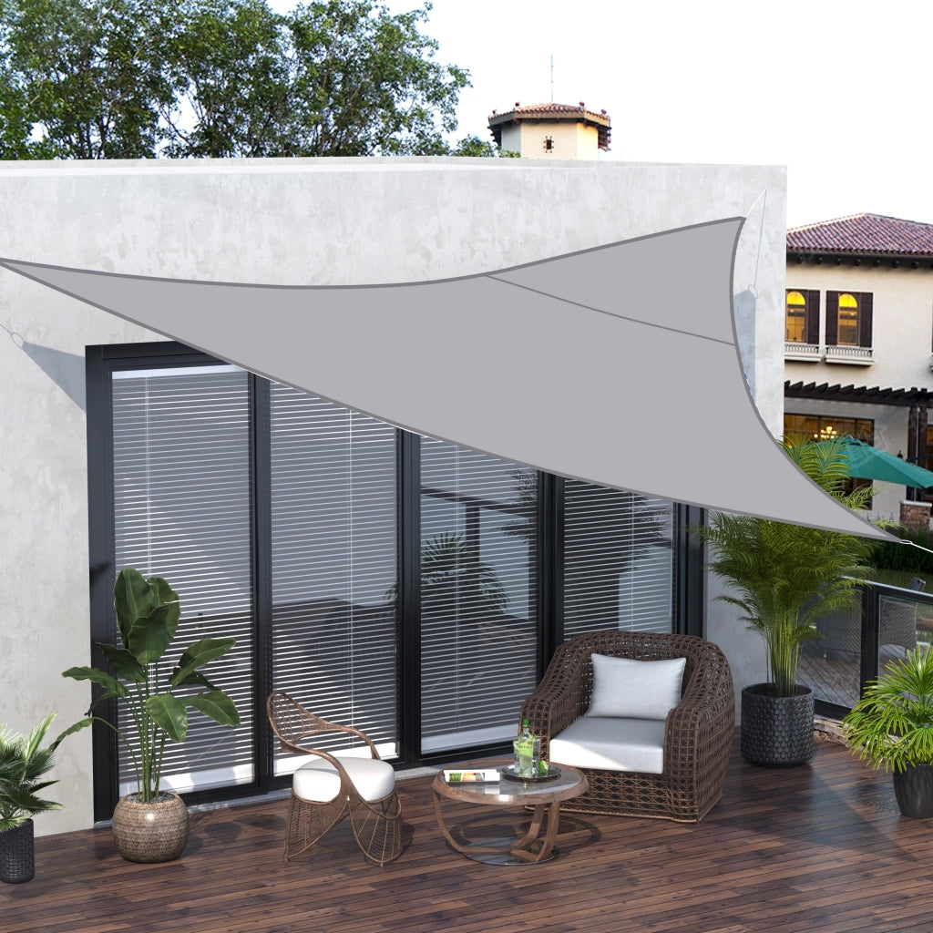 Easycomfort Vela Ombreggiante Triangolare, Tenda da Sole per Esterno in Poliestere Anti UV Traspirante 4x4x4m Grigio