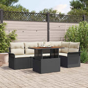 Set Divano da Giardino con cuscino 6 pcs Nero e crema 3349333