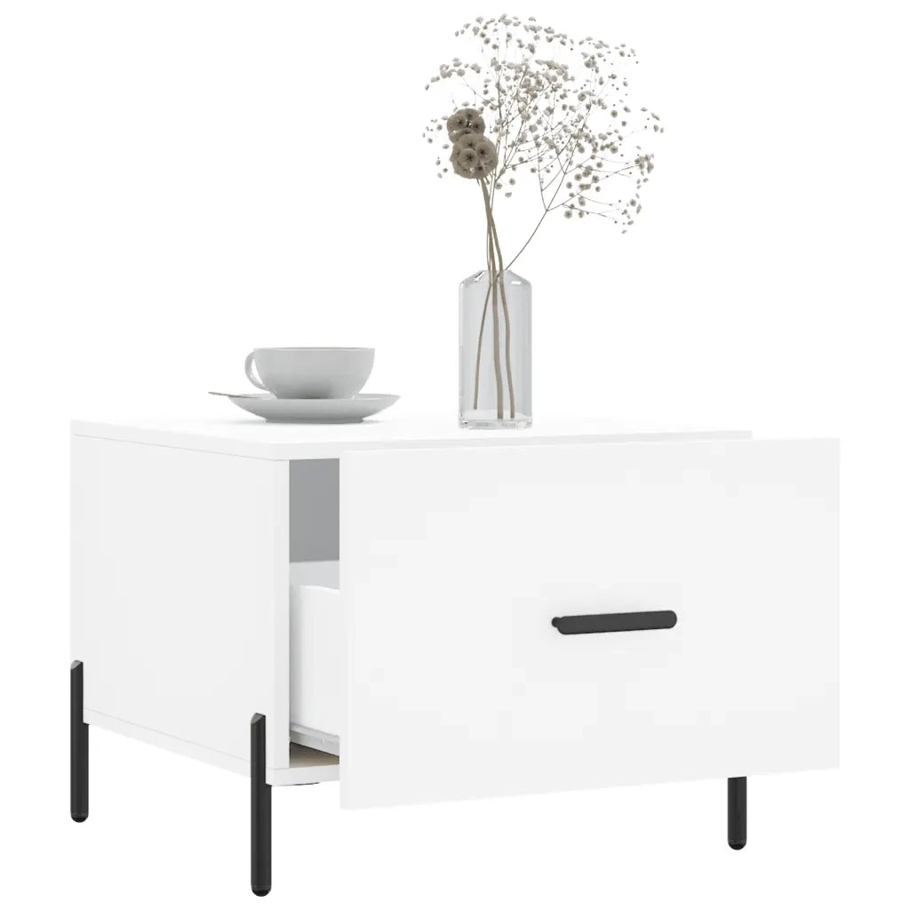 Tavolini da Salotto 2 pz Bianchi 50x50x40 cm Legno Multistrato 829413