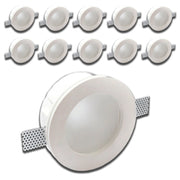 *STOCK* n.10 Portafaretto In Gesso Ceramico ad incasso Diametro 170 con Vetro 40W GU10 IP20