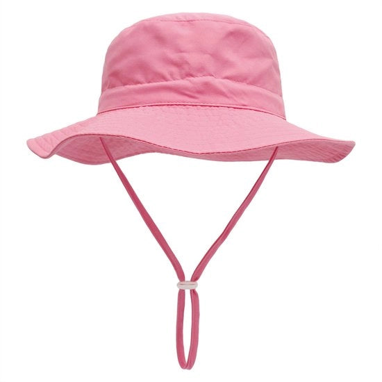 Bambino cappello e occhiali da sole con protezione UV UPF 50+, cappello da sole per bambini con fascia regolabile e bordo ampio, cappello da spiaggia per ragazze e ragazzi (M: 52-54cm) - rosa