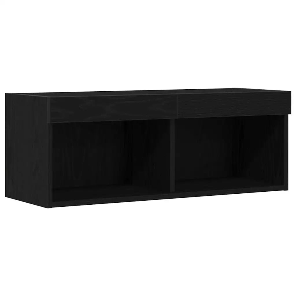 Set mobile TV con led 2 pz-Credenza per TV Rovere nero 80 x 30 x 30 cm