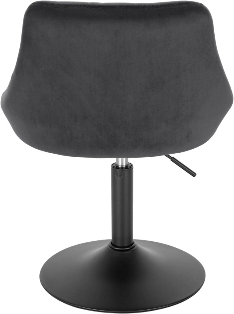 Casa Sedia Alta per Cucina con Schienale in Velluto, senza Poggiapiedi, l'altezza può essere regolata tra 42-58 cm, Grigio Scuro, BH242dgr-1