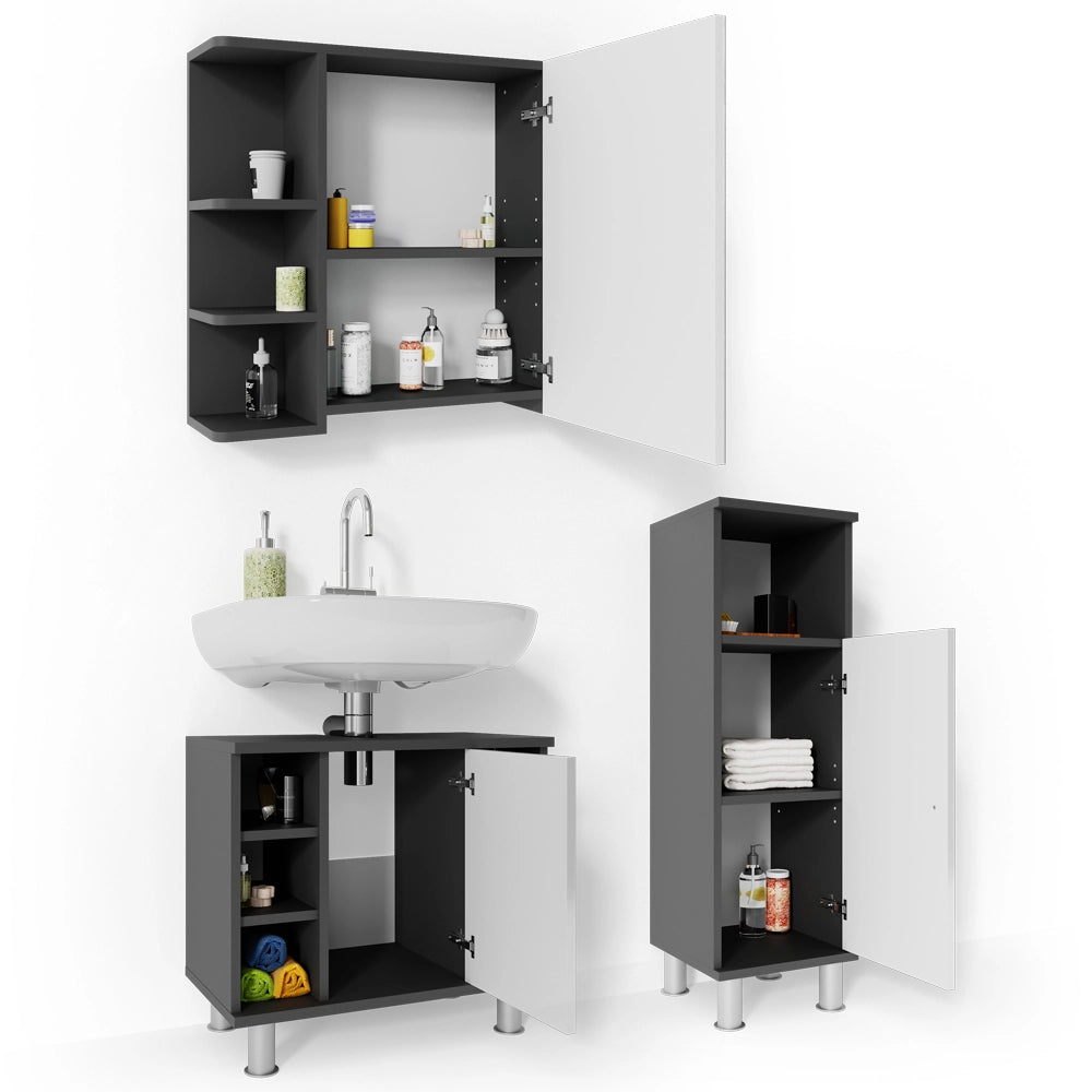 Vicco Set mobili bagno Antracite 3 parti
