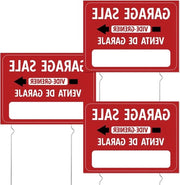 Set di 3 Cartelli di Vendita per Garage - 40x30cm - Impermeabile e Doppio Faccia - Maniglie in Metallo - Evento di Vendita - Tre Lingue