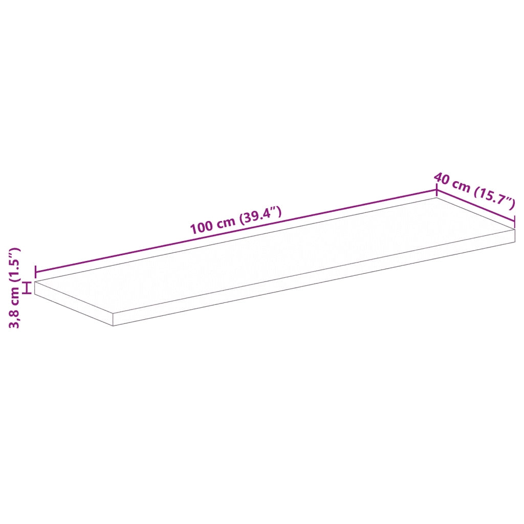 vidaXL Piano Tavolo 100x40x3,8 cm Rettangolare in Massello di Recupero