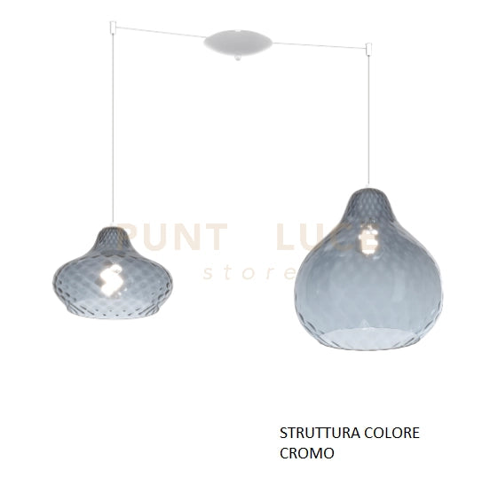 SOSP. CROMO 2 LUCI SPOSTABILE VETRI (1 PICCOLO + 1 GRANDE) TUTTI ZAFFIRO 1191CR-S2 S MIX-ZA