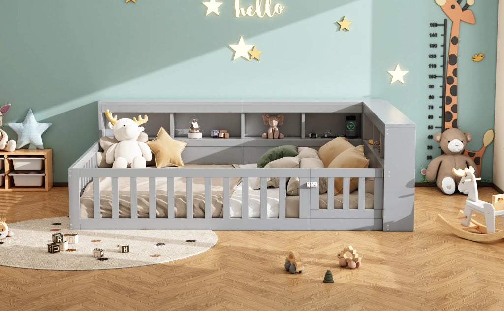 DESMIU Divano letto 140 × 200 cm 1 posto con presa, USB e vano contenitore, senza materasso, grigio