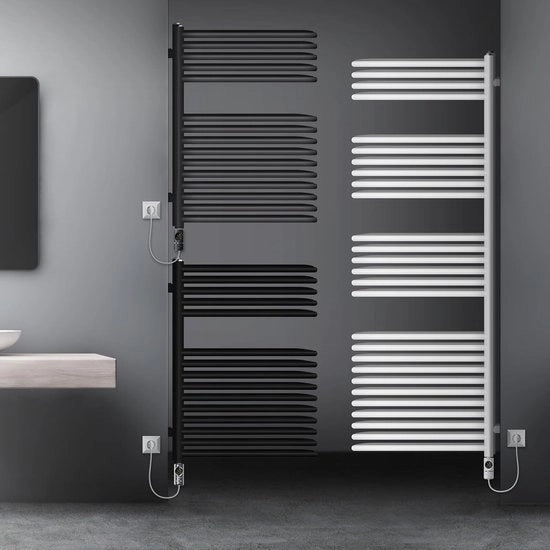 Design radiatore a mano con asciugacapelli 500x800 mm antracite con termostato LCD e elemento di riscaldamento da 300W