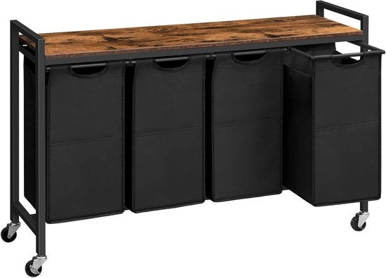 Asciugamani 4 Cestelli - Asciugamani Separatore - Asciugamani Cestello su Ruote - Organizzatore Asciugamani - Raccoglitore Asciugamani - Separatore Abiti da Bagno - Ripiegabile - Accessorio Cestello Asciugamani