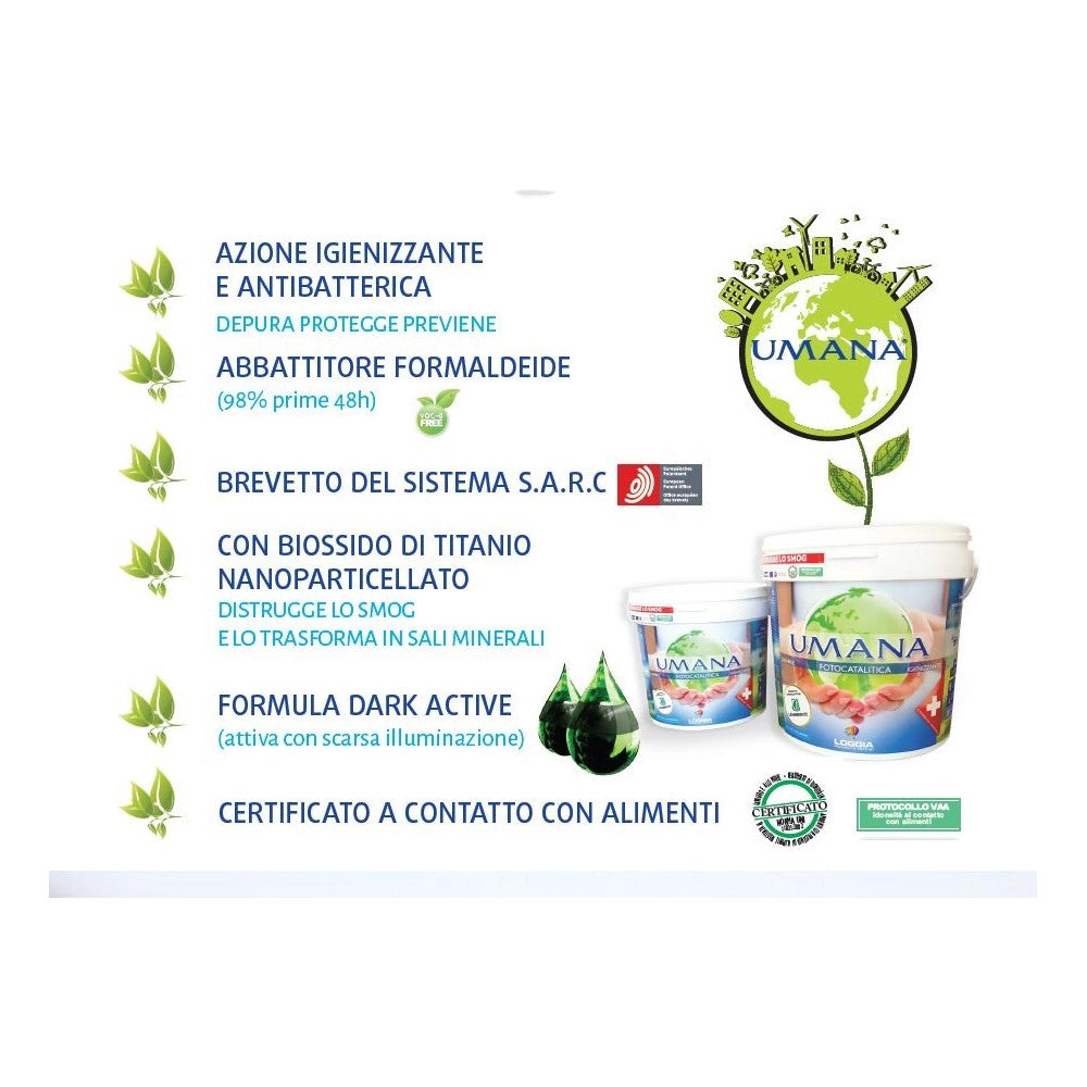 Loggia umana classic 2,5lt pittura bianca lavabile igienizzante ed antibatterica