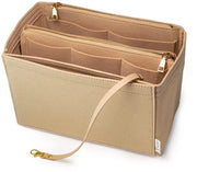 Organizzatore 2 in 1 per Borsa con Tessuto in Velluto, con Cerniera, Grande con Appoggio Chiave, Organizzatore per Borse in Velluto Beige