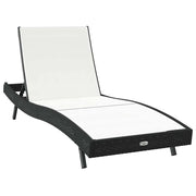 Lettino da Lettino sole | Sdraio da giardino | Lettino da sole Nero e Bianco 197 x 70 x 82 cm polyrattan