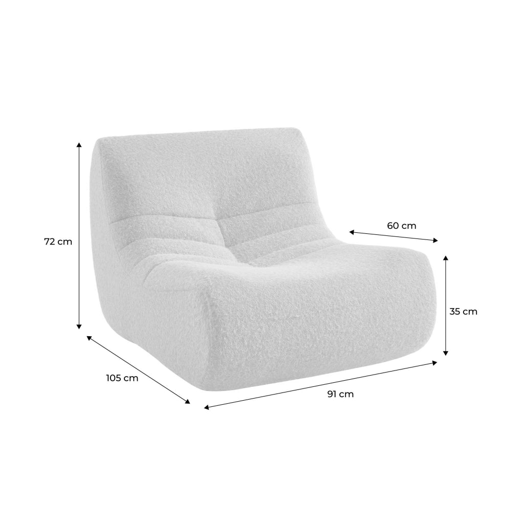 Divano modulare tessuto effetto alpaca, 2 posti, beige