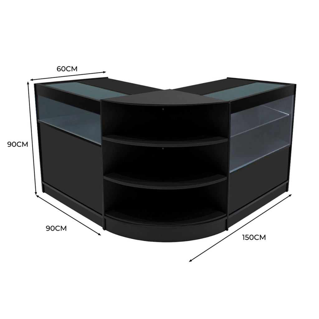 Set Banconi LED Nero Harmonia B900 C900 LM60 Vetrina Negozio con Serratura