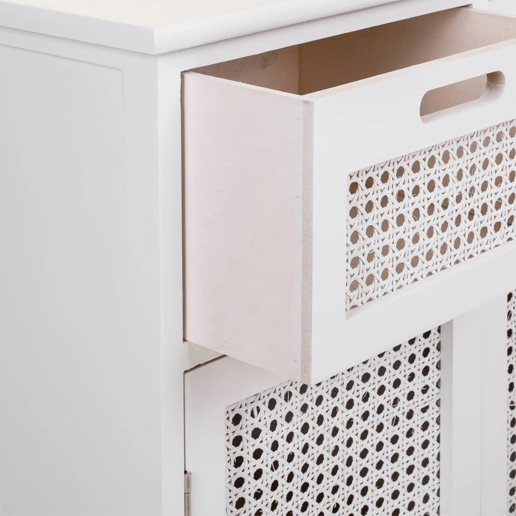 Credenza in legno e rete bianca 86x33x78,5h