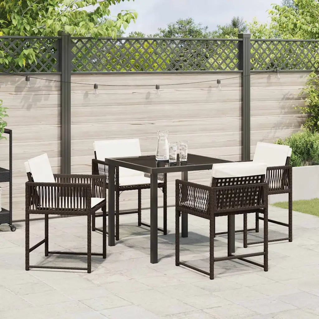 Set da Pranzo per Giardino 5 pcs Marrone polyrattan 3380753