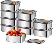 Set di 10 contenitori di conservazione in acciaio inossidabile 850 ml – ermetici e stivabili – contenitori per meal prep – resistenti a lavastoviglie e congelatore