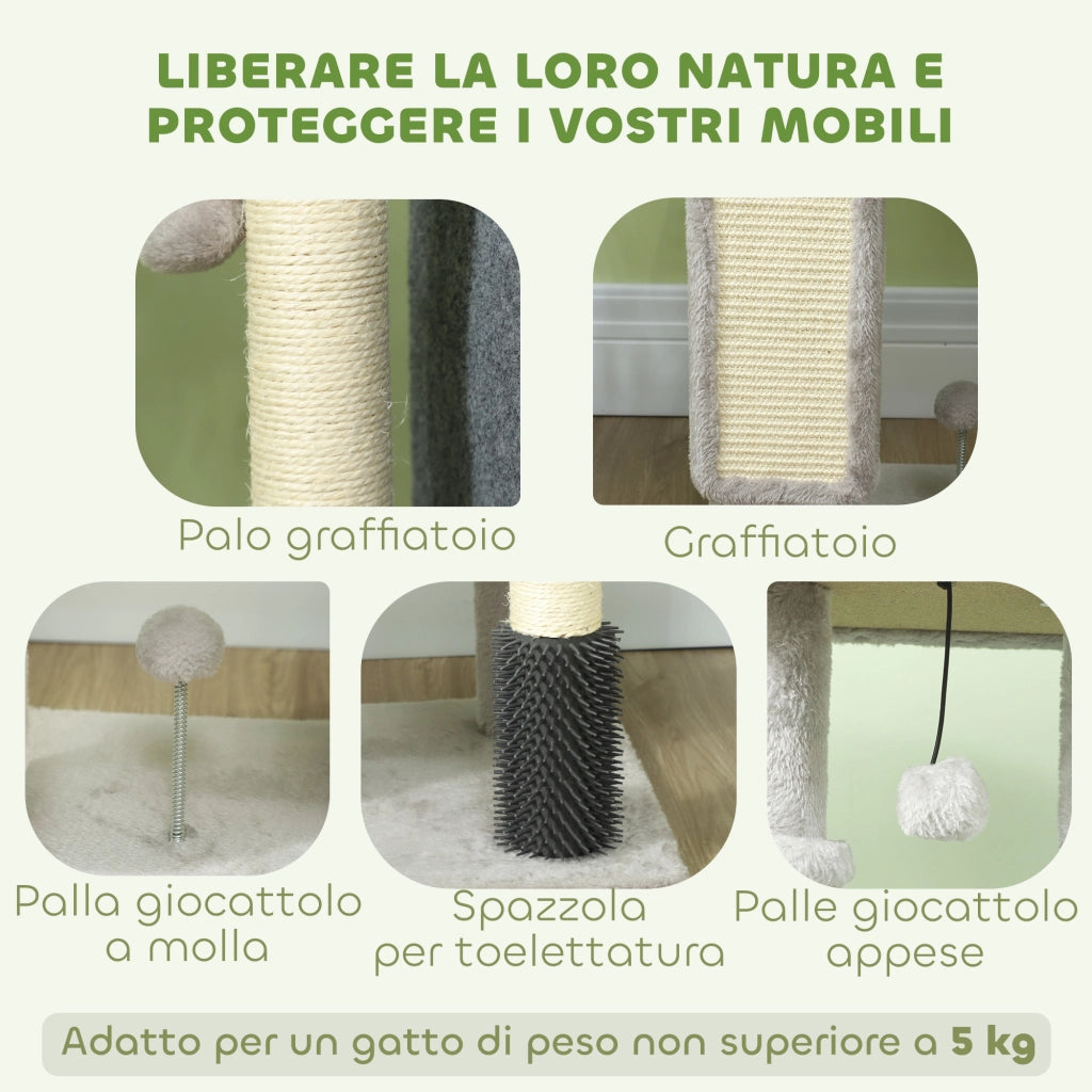 Albero per Gatti con Casetta e Tiragraffi ¨C Zephmum ¨C Grigio 104 cm