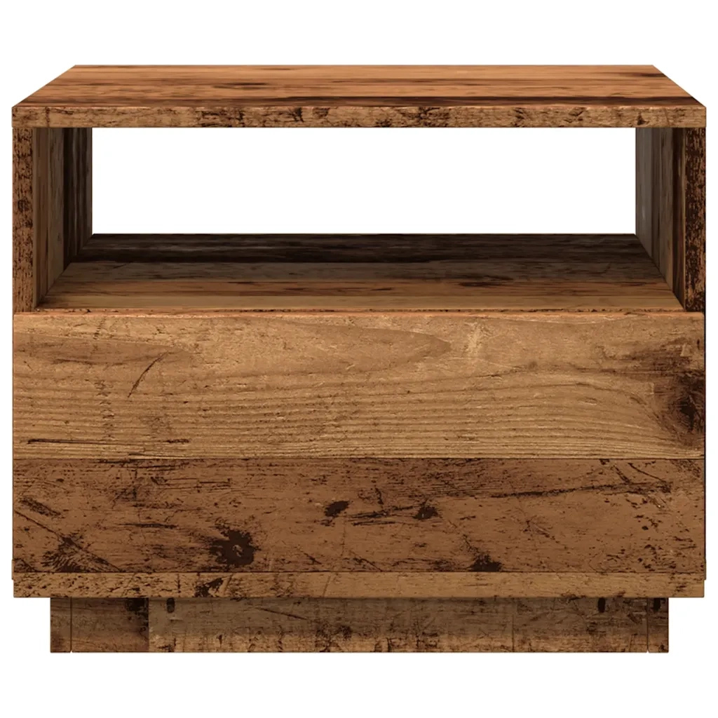 Tavolino da Salotto con Luci LED Legno Antico 50x49x40 cm 857708
