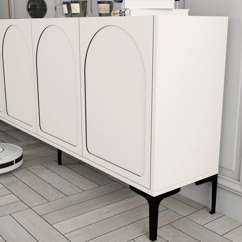 Madia Torno, Credenza 2 Ripiani, 180x35x79h cm Bianco Crema