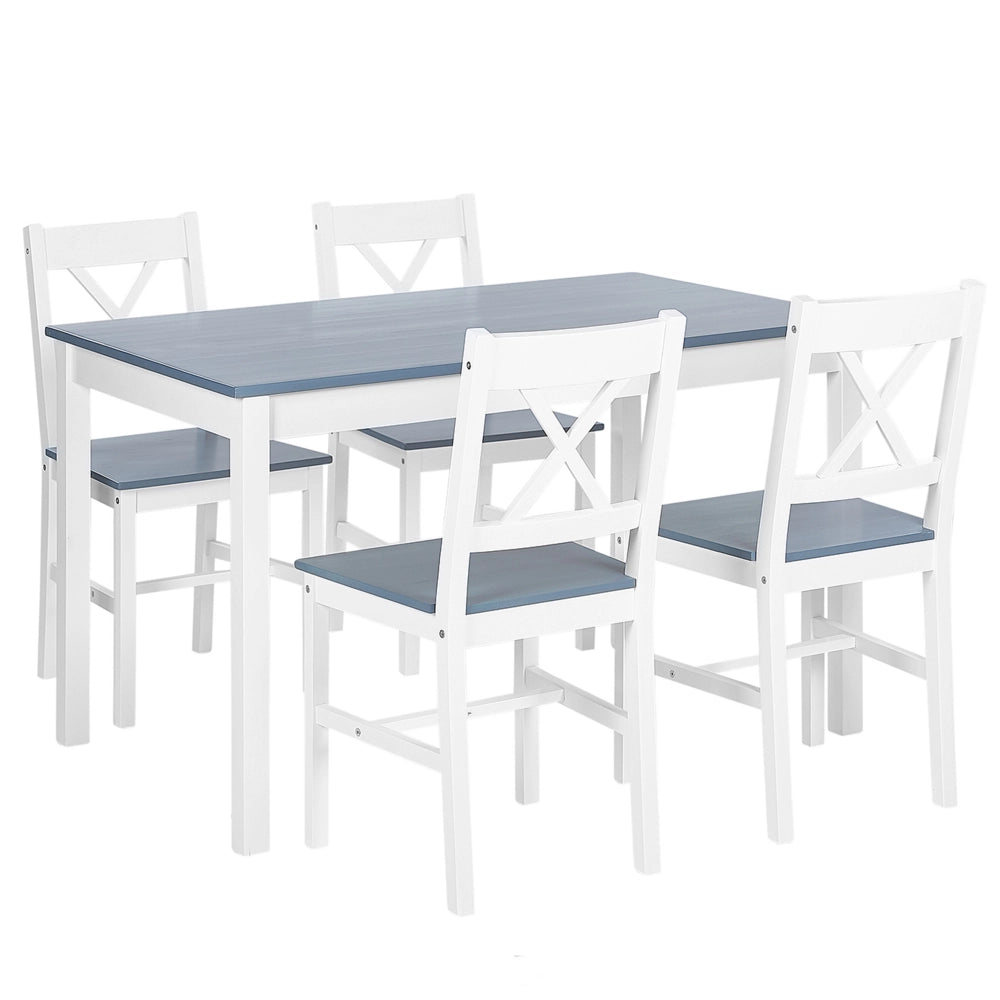 Set da pranzo in legno massello bianco con piano in legno chiaro a 4 posti 120 x 75 cm moderno scandinavo