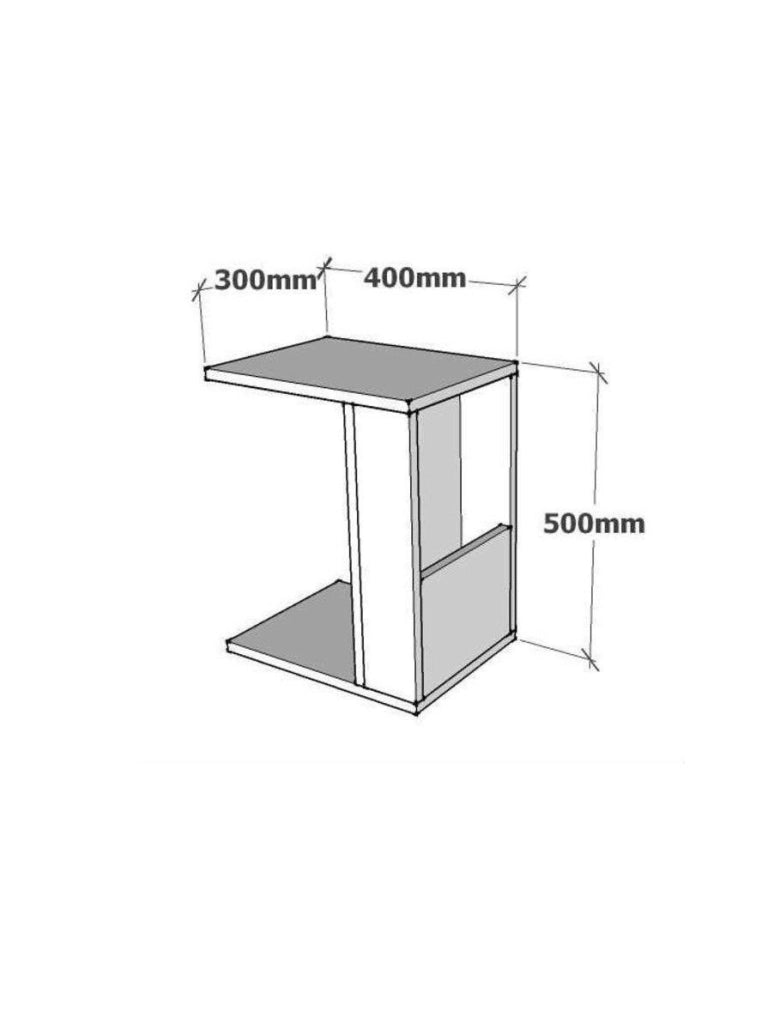 Tavolino laterale in legno "Star" - 30 x 40 x 50 cm - Bianco
