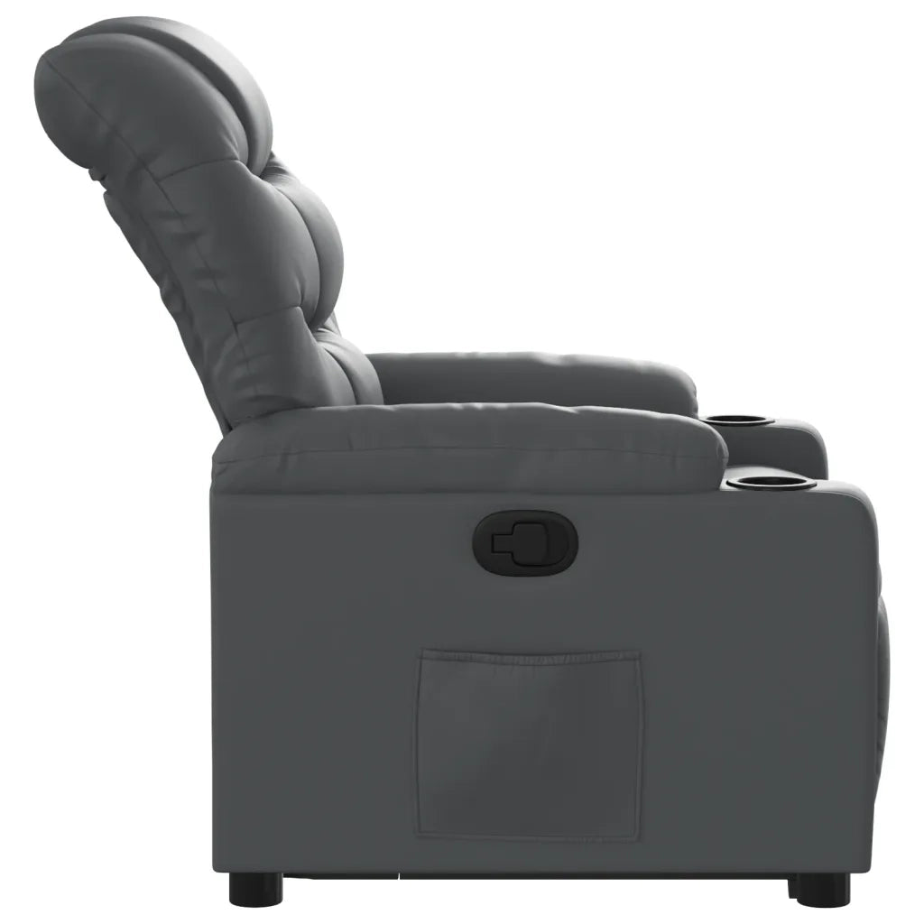 Poltrona | Sedia Relax Alzapersona Reclinabile Grigio in Similpelle