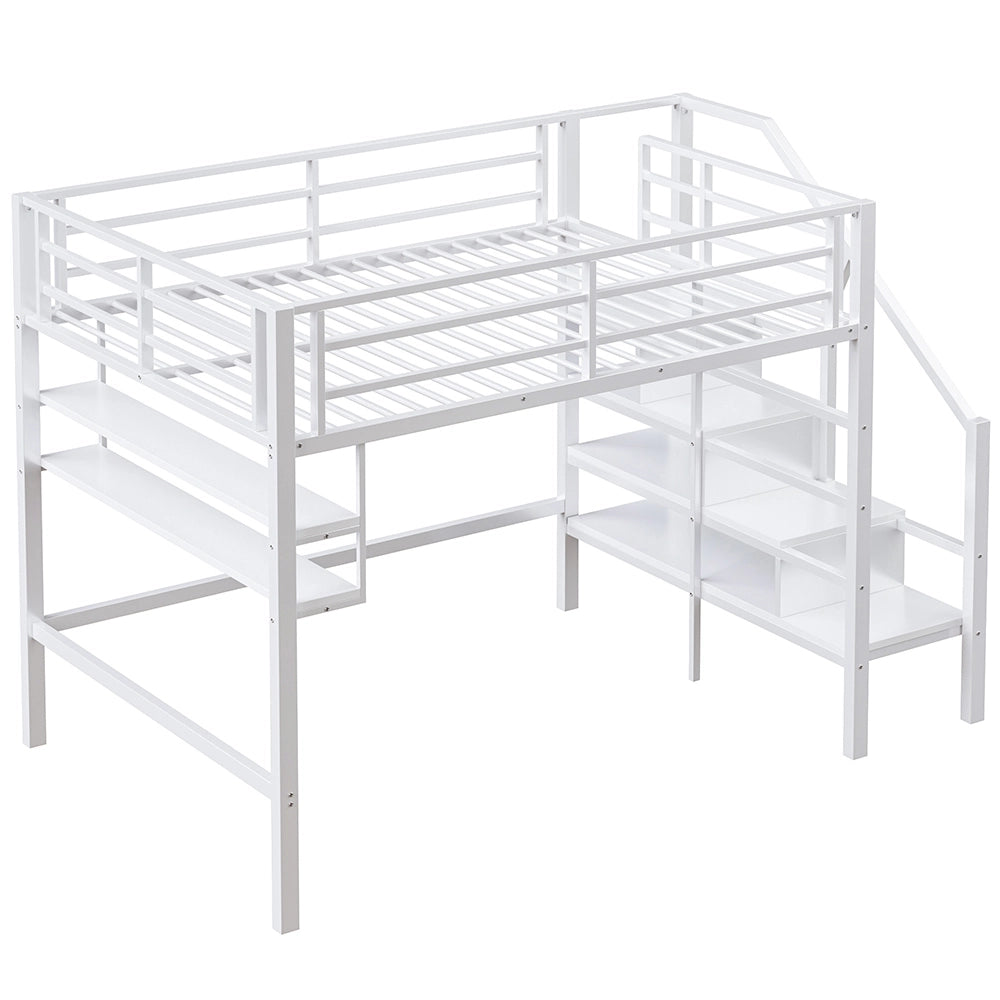 Letto a castello 140x200cm - Xylo - bianco, spazio vestizione, ripiani
