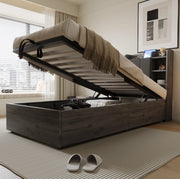 Letto singolo 90x200 cm con contenitore idraulico e prese USB