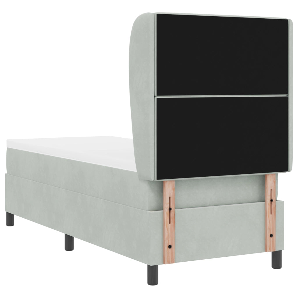 Letto con Box Spring e Materasso Grigio Chiaro 80x200 cm Velluto