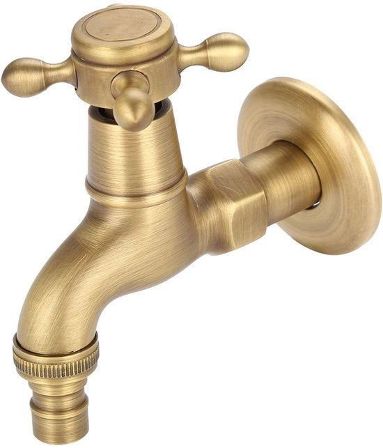 Wandkraan Vintage a Manopola Singola con Rubinetto in Ottone, per Acqua Calda e Fredda