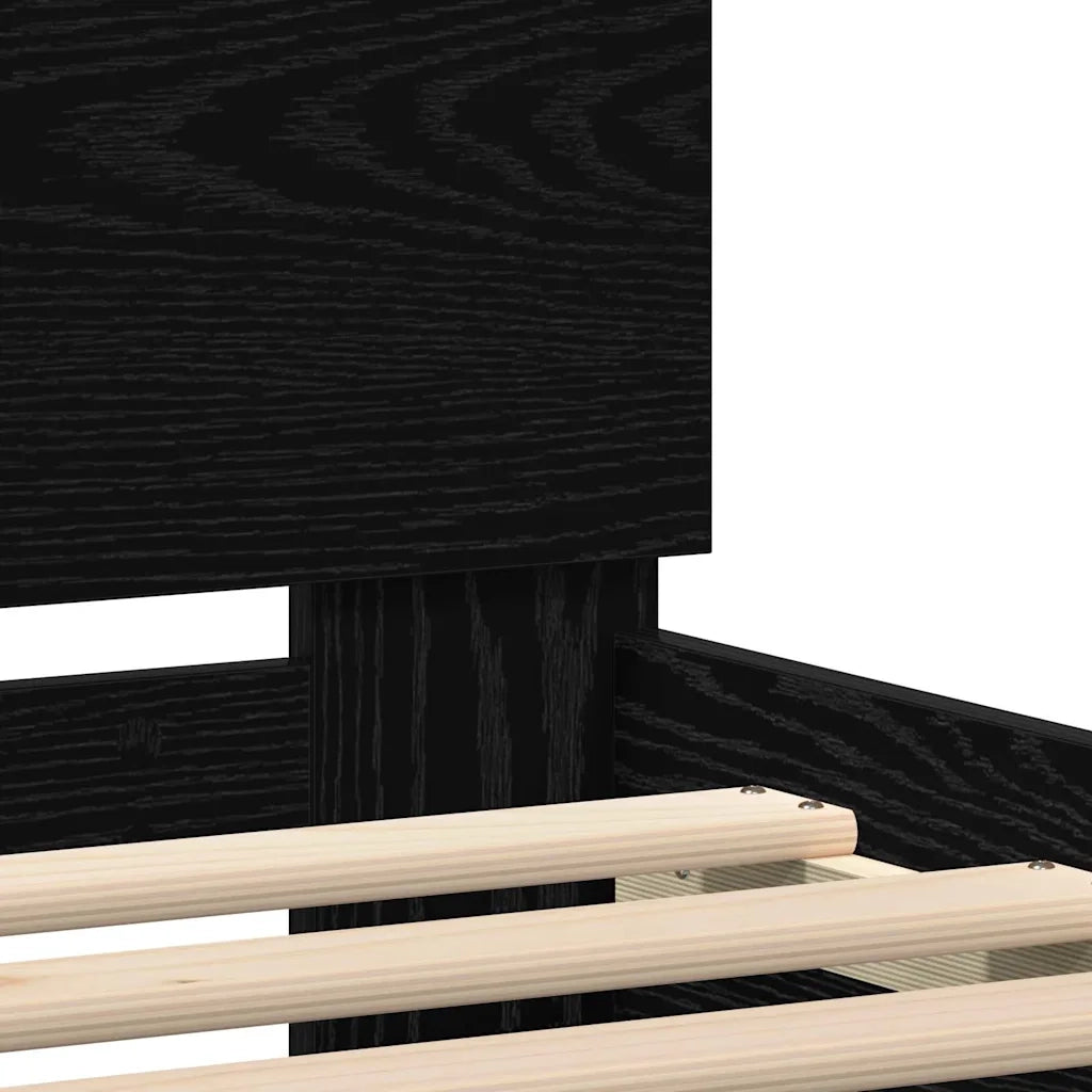 Struttura del letto con strisce LED Rovere Nero 140 x 200 cm 3333947