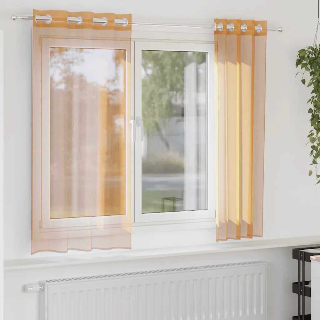 Tende in Voile con Occhielli 2 pz Arancio 140x140 cm 4102089