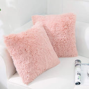 Set di 2 cuscini per divano 50x50 cm cuscino rosa pelo artificiale cuscino decorativo cuscino morbido cuscino plume per divano cuscino soffice plume per divano