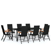 Set da pranzo da giardino con mobili da esterno da 9 pezzi nero 02_0014124