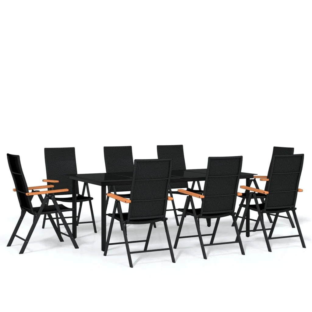 Set da pranzo da giardino con mobili da esterno da 9 pezzi nero 02_0014124