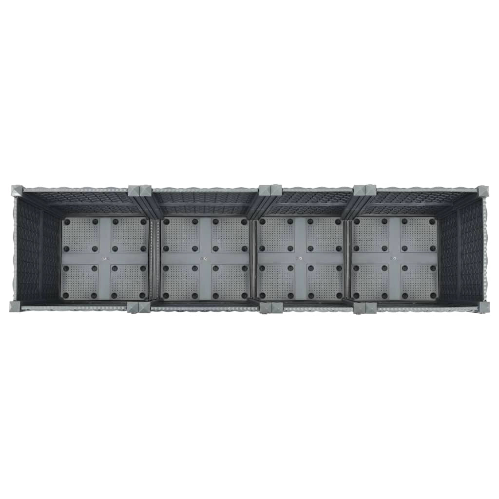 Fioriera rialzata per piante e fiori giardino 160 x 40 x 38 cm polipropilene grigio scuro 02_0000918