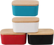Botola per Burro con Copertura in Legno e Guanto di Silicone, Botola Multifunzionale per 250 g di Burro, 16,5 x 9,5 x 7 cm (1 pezzo, Nero)