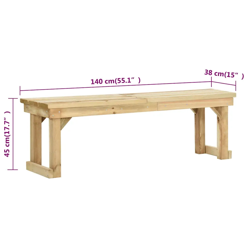 Panchina da Giardino | Panca da Giardino 140 cm in Legno di Pino Impregnato