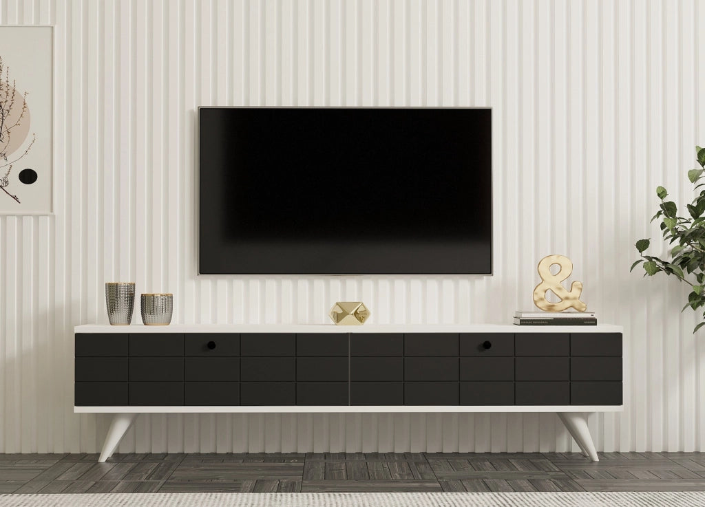 Tresana, Mobile Porta tv 2 Ante, 160x25x35h cm Nero Antracite