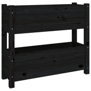 Fioriera | Cassetta per fiori | Vaso Nera 77x25x66 cm in Legno Massello di Pino
