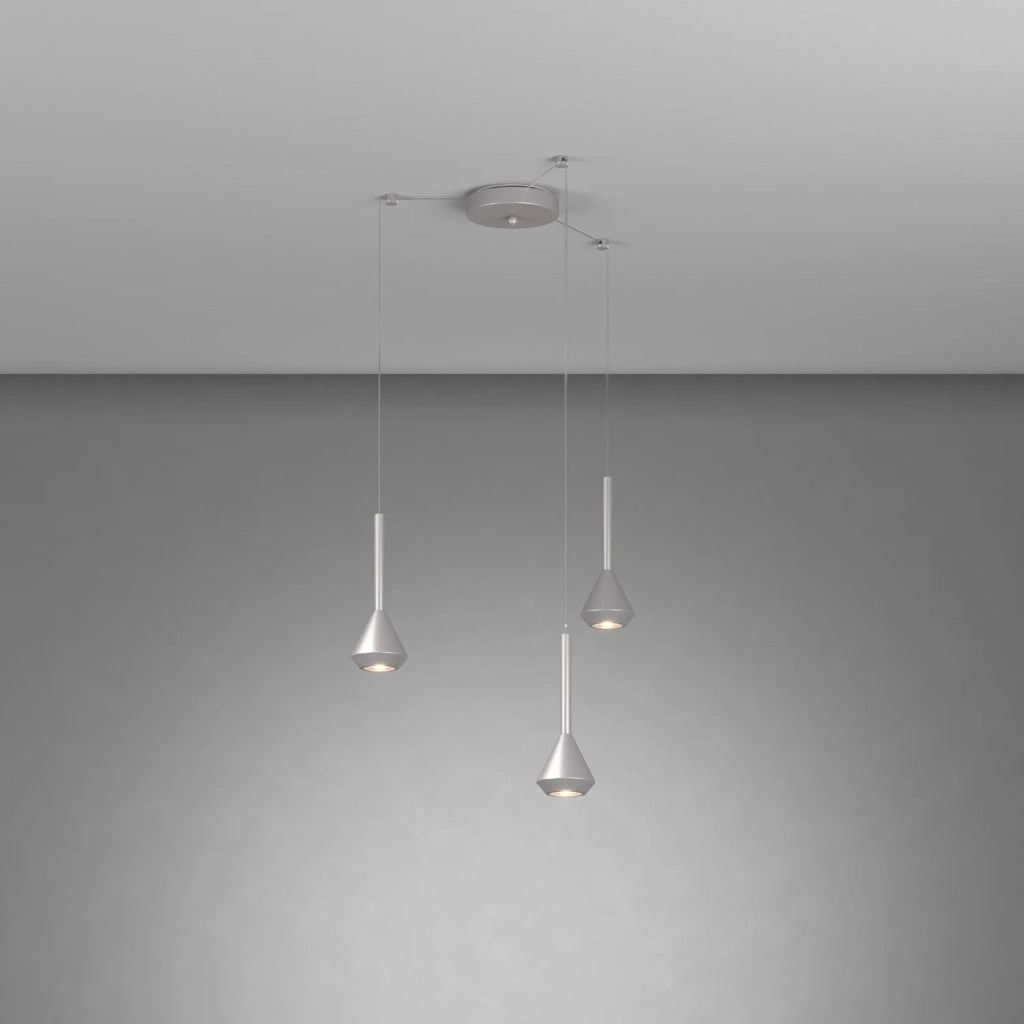 Lampadario Moderno Aygo Metallo Color Alluminio 3 Luci Gu10