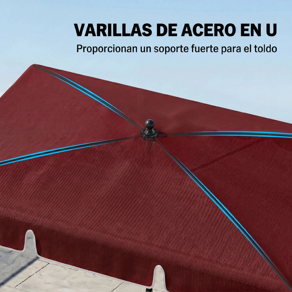 Ombrellone Rettangolare da Giardino ¨C Xylo ¨C Alluminio 2x1,3x2,5m Inclinabile Rosso Vino