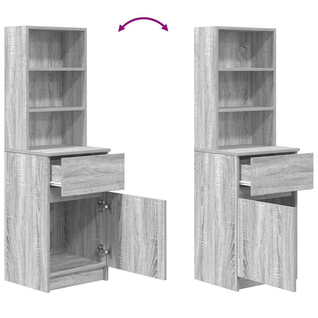 Comodino Grigio Sonoma 39x35x125 cm in Legno Multistrato 861315